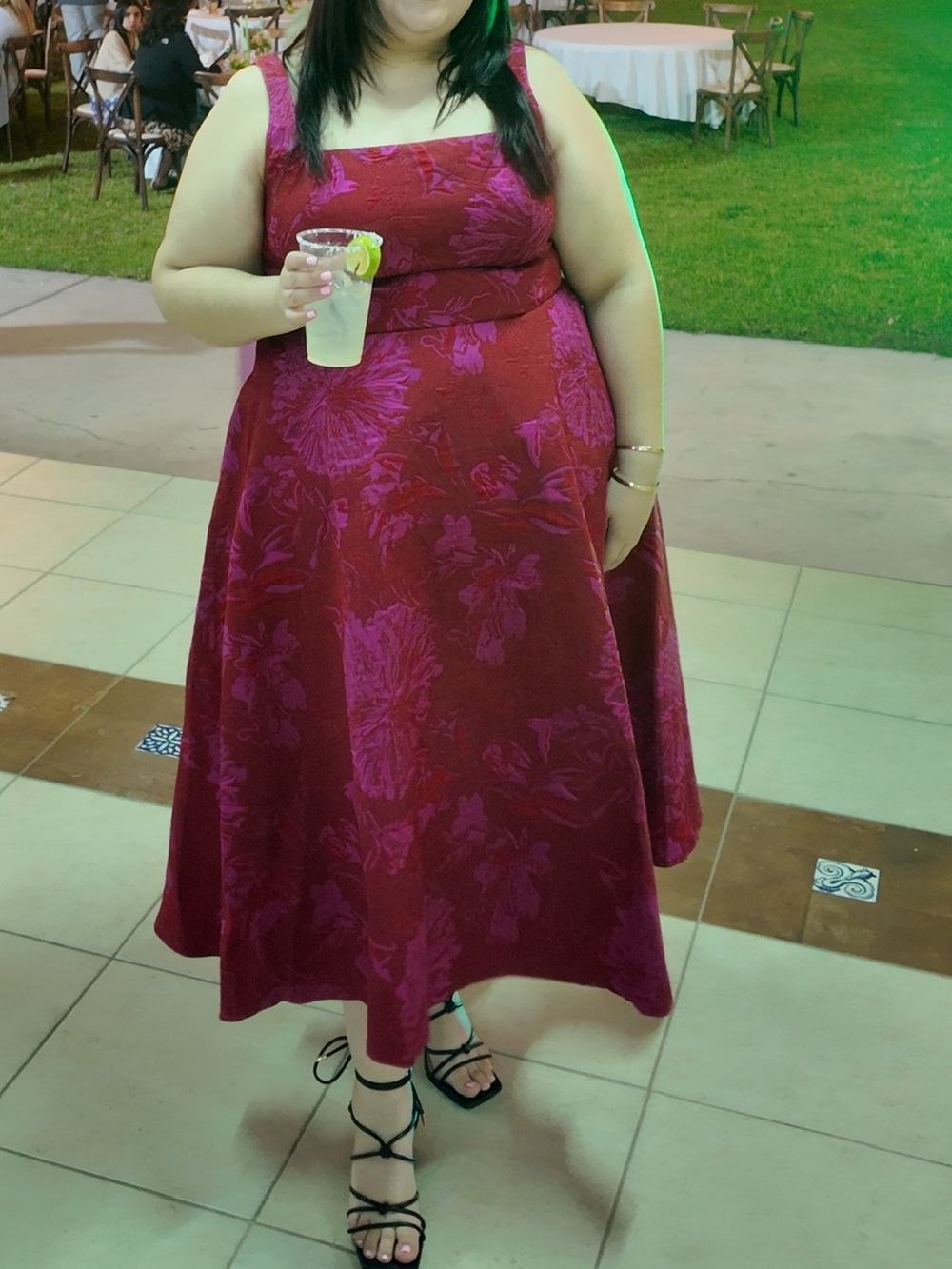 Florence Red Hot Pink Midi Dress - Picture 6 of 7